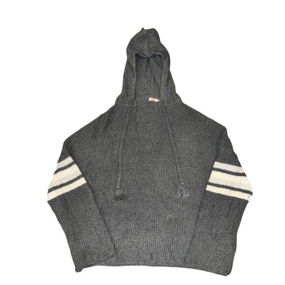 Faherty Wisp Waffle Sweater Hoodie Women's Size M Storm Grey Wool Blend - Picture 1 of 7
